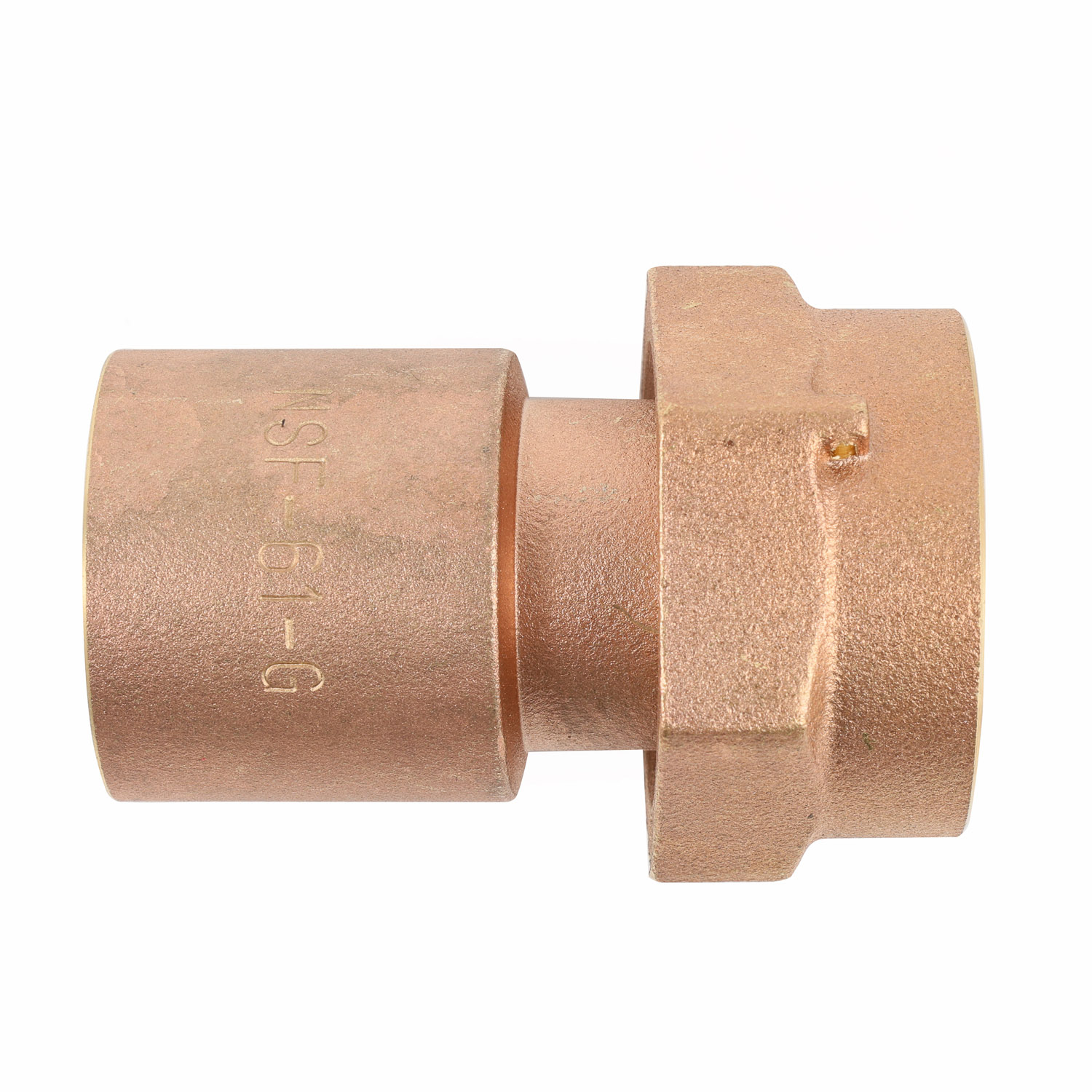 Lead free brass weld meter coupling with swivel nut