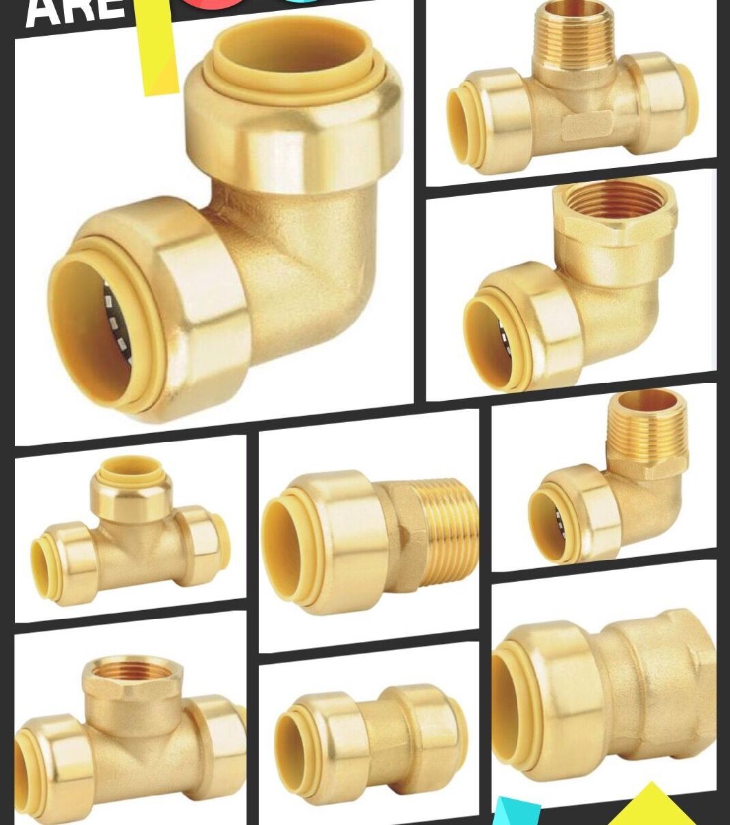 NSF Low Lead Brass Push Fit Tee Fittings