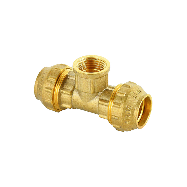 Brass Compression Female Tee for HDPE Pipe DIN8076