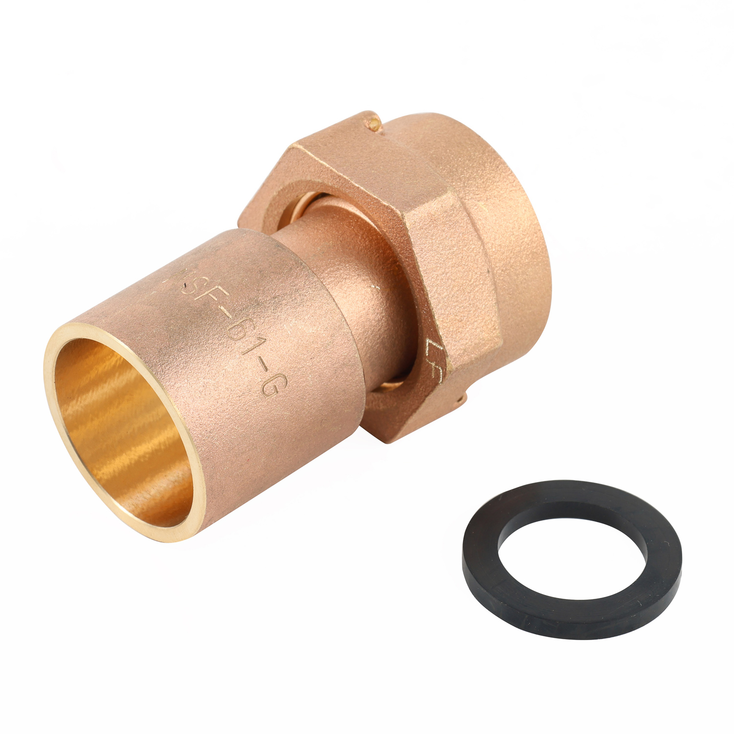 Lead free brass weld meter coupling with swivel nut