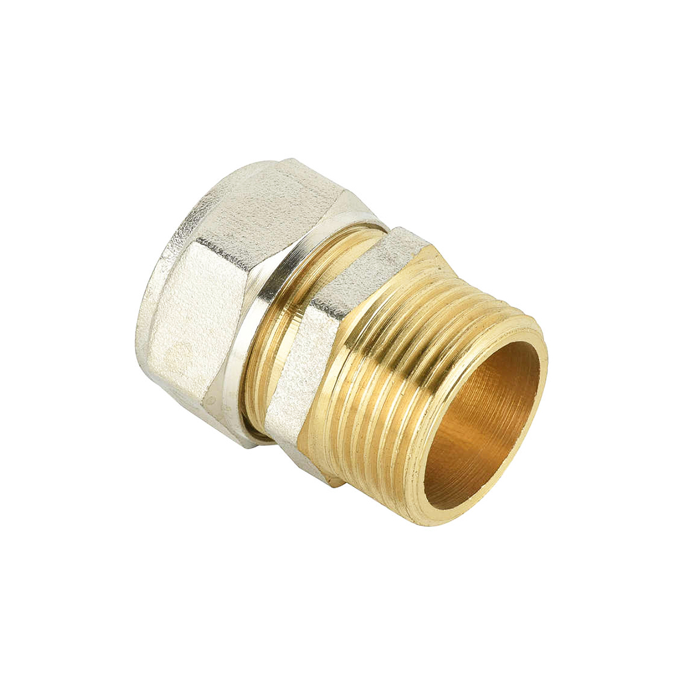 Brass Plated Nickel Male Compression Straight Coupling for pex-al-pex Pipe