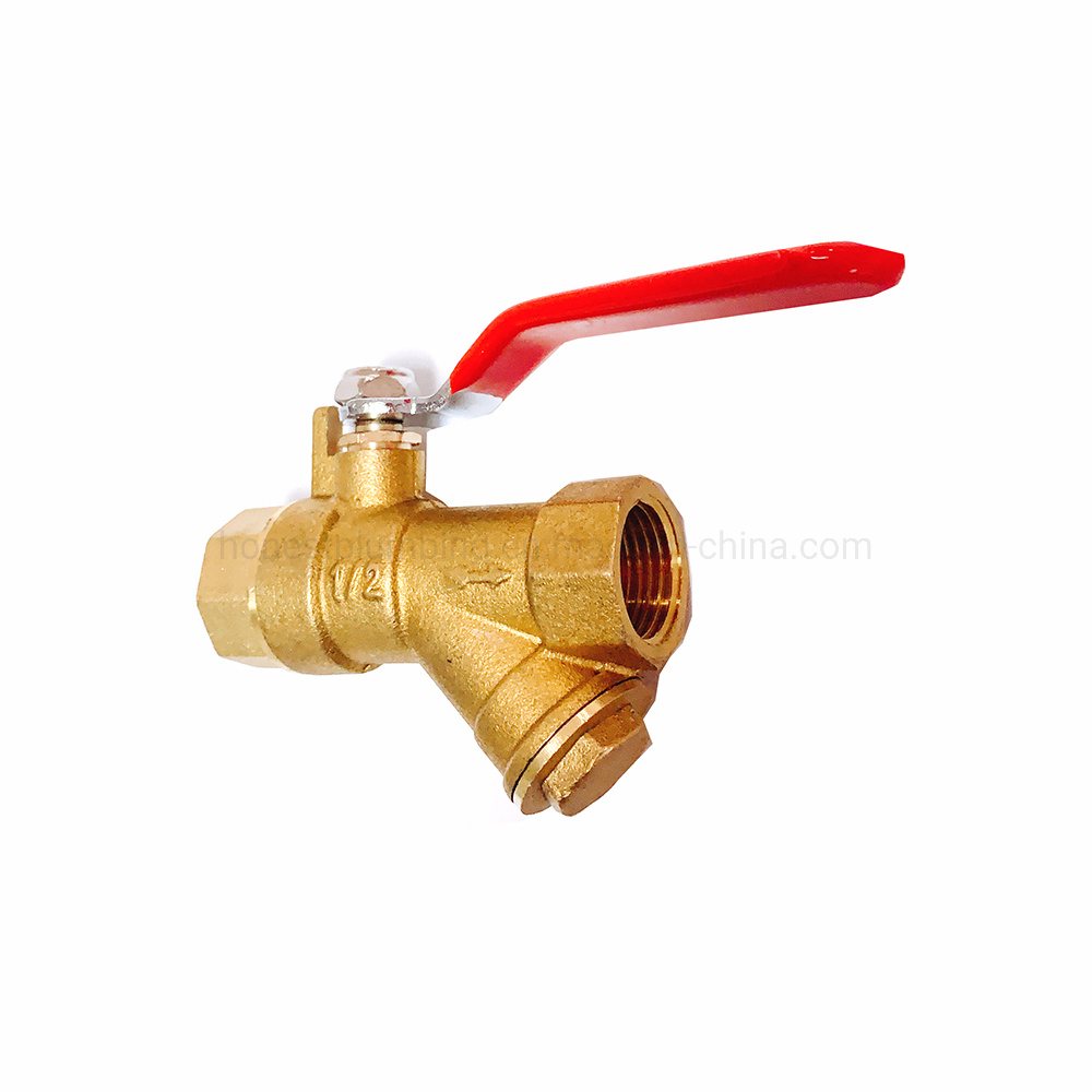 Y type forged brass ball valves with SS strainer filter 