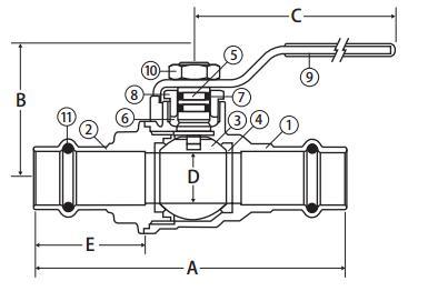 NSF Lead Free Brass Ball Valve with Press-Fit End