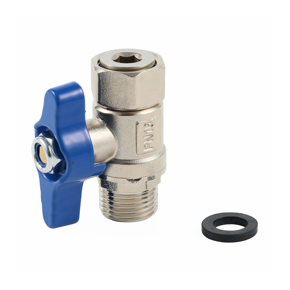 Straight brass water meter ball valve with swivel nut