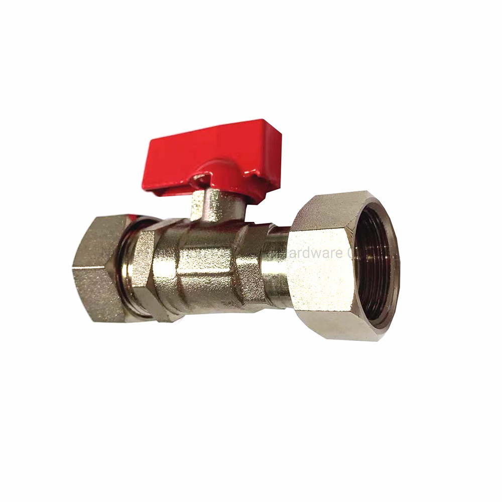 Nickel Plated Brass Water Meter Ball Valve with Swivel Nut and Pex Tube Connection