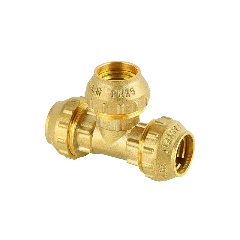 Brass Compression Equal Tee for PE Pipe