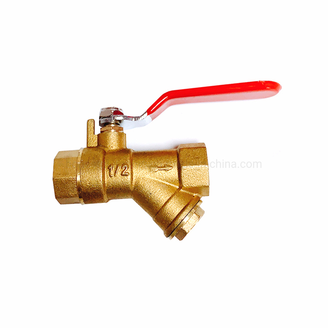 Y type forged brass ball valves with SS strainer filter 